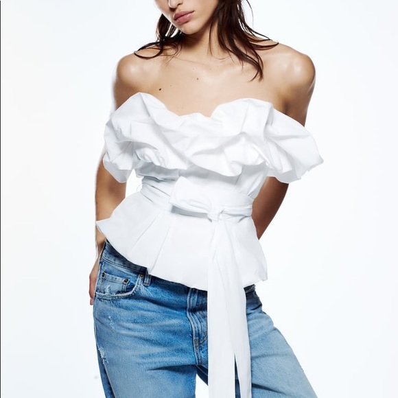 ZARA | NWT VOLUMINOUS POPLIN TOP - Picture 1 of 8